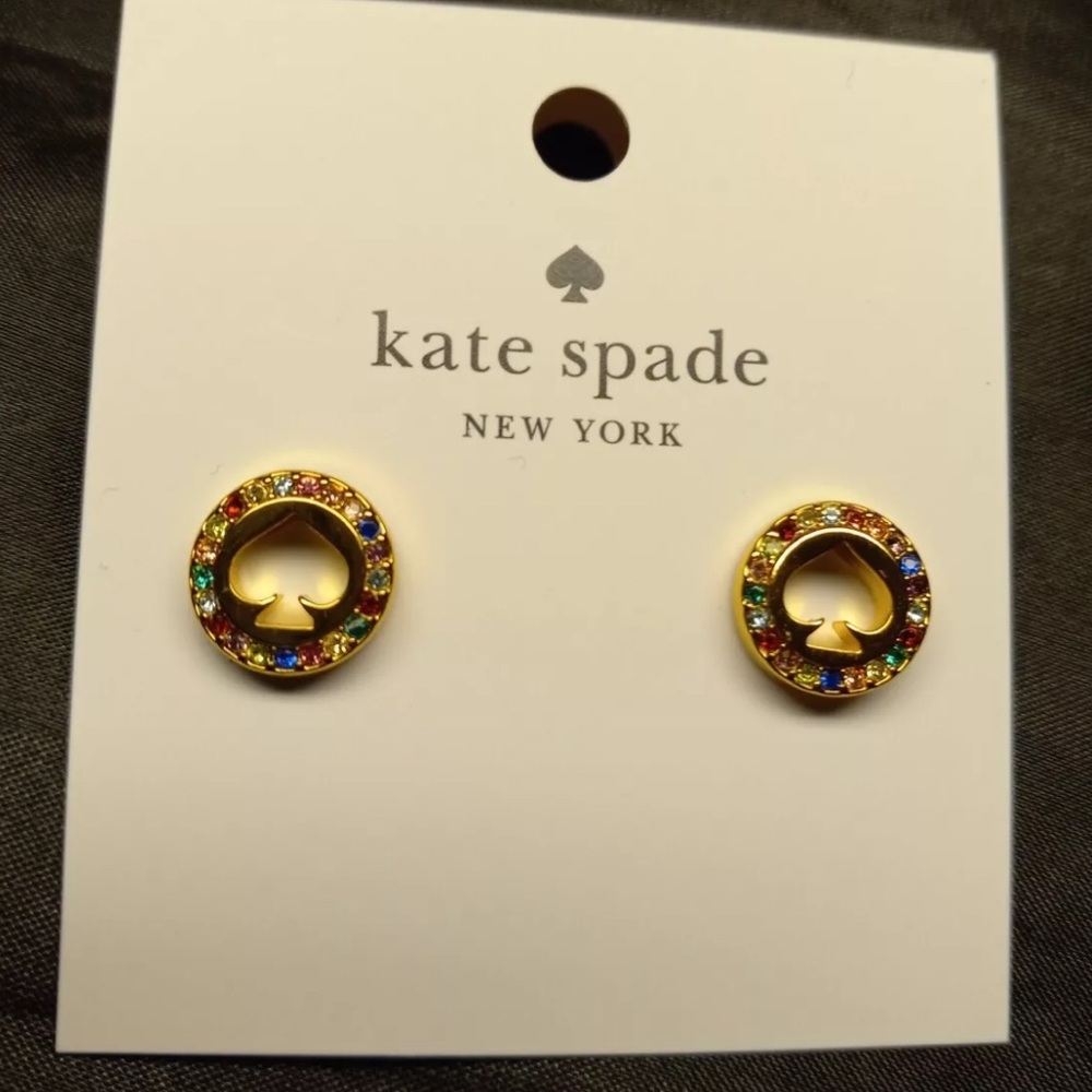 KATE SPADE Spot The Spade Pave Halo Earrings - Picture 4 of 5